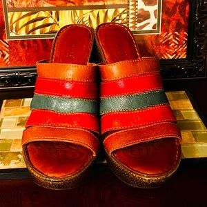 Born Lumi leather colorful wedge slide, size 11 very good preowned condition